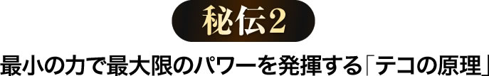 秘伝2 最小の力で最大限のパワーを発揮する「テコの原理」